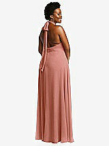 Rear View Thumbnail - Desert Rose High Neck Halter Backless Maxi Dress