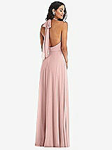 Alt View 4 Thumbnail - Rose - PANTONE Rose Quartz High Neck Halter Backless Maxi Dress