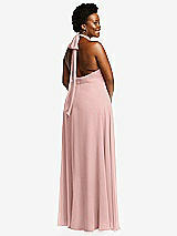 Rear View Thumbnail - Rose - PANTONE Rose Quartz High Neck Halter Backless Maxi Dress