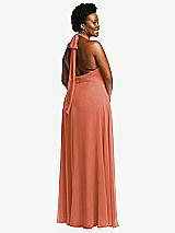 Rear View Thumbnail - Terracotta Copper High Neck Halter Backless Maxi Dress