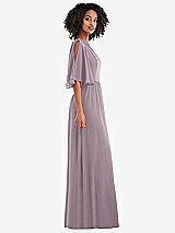 Side View Thumbnail - Lilac Dusk One-Shoulder Bell Sleeve Chiffon Maxi Dress