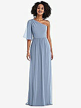 Front View Thumbnail - Cloudy One-Shoulder Bell Sleeve Chiffon Maxi Dress