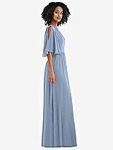 Side View Thumbnail - Cloudy One-Shoulder Bell Sleeve Chiffon Maxi Dress