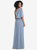 Rear View Thumbnail - Cloudy One-Shoulder Bell Sleeve Chiffon Maxi Dress