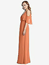 Side View Thumbnail - Sweet Melon Convertible Cold-Shoulder Draped Wrap Maxi Dress