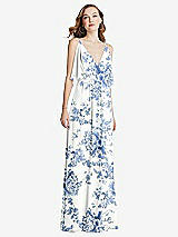 Alt View 3 Thumbnail - Cottage Rose Dusk Blue Convertible Cold-Shoulder Draped Wrap Maxi Dress