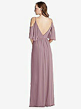Rear View Thumbnail - Dusty Rose Convertible Cold-Shoulder Draped Wrap Maxi Dress