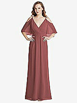 Alt View 1 Thumbnail - English Rose Convertible Cold-Shoulder Draped Wrap Maxi Dress
