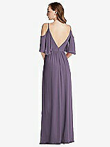 Rear View Thumbnail - Lavender Convertible Cold-Shoulder Draped Wrap Maxi Dress