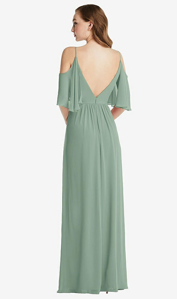 Back View - Seagrass Convertible Cold-Shoulder Draped Wrap Maxi Dress
