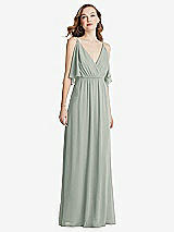 Alt View 3 Thumbnail - Willow Green Convertible Cold-Shoulder Draped Wrap Maxi Dress