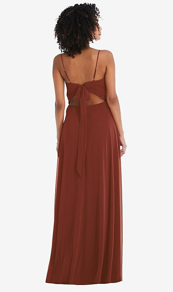 Back View - Auburn Moon Tie-Back Cutout Maxi Dress with Front Slit