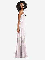 Side View Thumbnail - Watercolor Print Tie-Back Cutout Maxi Dress with Front Slit