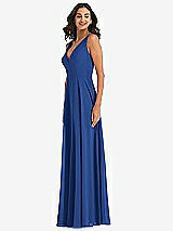 Alt View 4 Thumbnail - Classic Blue Deep V-Neck Chiffon Maxi Dress