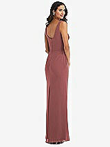 Rear View Thumbnail - English Rose Scoop Neck Open-Back Trumpet Gown