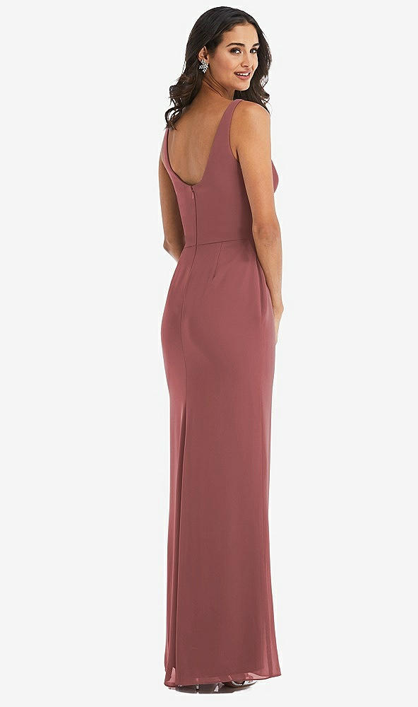 Back View - English Rose Scoop Neck Open-Back Trumpet Gown