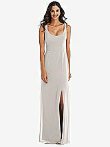 Front View Thumbnail - Oyster Scoop Neck Open-Back Trumpet Gown