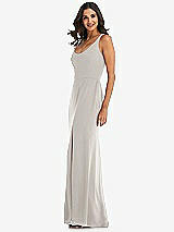 Side View Thumbnail - Oyster Scoop Neck Open-Back Trumpet Gown