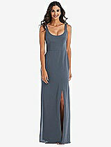 Front View Thumbnail - Silverstone Scoop Neck Open-Back Trumpet Gown