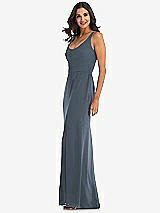 Side View Thumbnail - Silverstone Scoop Neck Open-Back Trumpet Gown