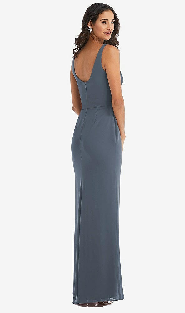 Back View - Silverstone Scoop Neck Open-Back Trumpet Gown