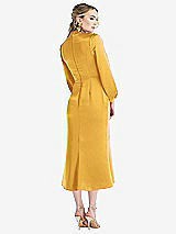 Rear View Thumbnail - NYC Yellow High Collar Puff Sleeve Midi Dress - Bronwyn