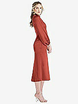 Side View Thumbnail - Amber Sunset High Collar Puff Sleeve Midi Dress - Bronwyn