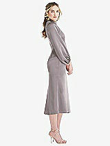 Side View Thumbnail - Cashmere Gray High Collar Puff Sleeve Midi Dress - Bronwyn