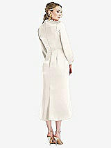 Rear View Thumbnail - Ivory High Collar Puff Sleeve Midi Dress - Bronwyn