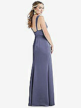Rear View Thumbnail - French Blue Twist Strap Maxi Slip Dress with Front Slit - Neve