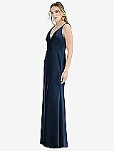 Side View Thumbnail - Midnight Navy Twist Strap Maxi Slip Dress with Front Slit - Neve