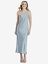Front View Thumbnail - Mist One-Shoulder Asymmetrical Midi Slip Dress