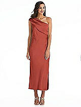 Alt View 1 Thumbnail - Amber Sunset Draped One-Shoulder Convertible Midi Slip Dress