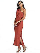 Alt View 2 Thumbnail - Amber Sunset Draped One-Shoulder Convertible Midi Slip Dress
