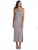 Alt View 1 Thumbnail - Cashmere Gray Draped One-Shoulder Convertible Midi Slip Dress