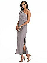 Alt View 2 Thumbnail - Cashmere Gray Draped One-Shoulder Convertible Midi Slip Dress