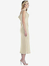 Side View Thumbnail - Champagne Asymmetrical One-Shoulder Cowl Midi Slip Dress
