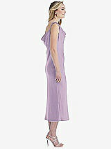 Side View Thumbnail - Pale Purple Asymmetrical One-Shoulder Cowl Midi Slip Dress