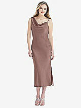Front View Thumbnail - Sienna Asymmetrical One-Shoulder Cowl Midi Slip Dress