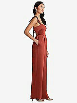 Side View Thumbnail - Amber Sunset Ruffled Sleeve Tie-Back Jumpsuit with Pockets