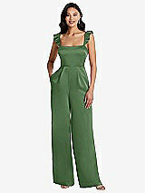 Alt View 1 Thumbnail - Vineyard Green Ruffled Sleeve Tie-Back Jumpsuit with Pockets