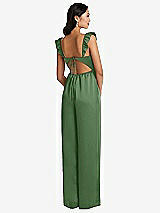 Rear View Thumbnail - Vineyard Green Ruffled Sleeve Tie-Back Jumpsuit with Pockets