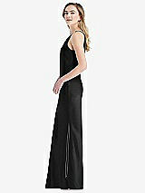Side View Thumbnail - Black One-Shoulder Asymmetrical Maxi Slip Dress