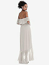 Rear View Thumbnail - Oyster Off-the-Shoulder Ruffled High Low Maxi Dress
