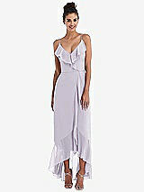 Front View Thumbnail - Moondance Ruffle-Trimmed V-Neck High Low Wrap Dress