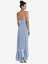 Rear View Thumbnail - Cloudy Ruffle-Trimmed V-Neck High Low Wrap Dress