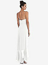 Rear View Thumbnail - White Ruffle-Trimmed V-Neck High Low Wrap Dress