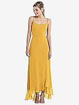 Front View Thumbnail - NYC Yellow Scoop Neck Ruffle-Trimmed High Low Maxi Dress