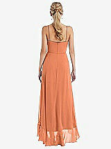 Rear View Thumbnail - Sweet Melon Scoop Neck Ruffle-Trimmed High Low Maxi Dress