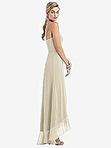 Side View Thumbnail - Champagne Scoop Neck Ruffle-Trimmed High Low Maxi Dress